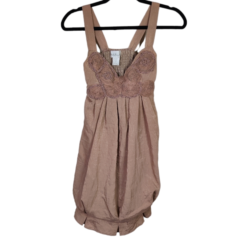 Geri C New York Shimmering Lace Embellished Smocked Back Dress Georgeous Size S